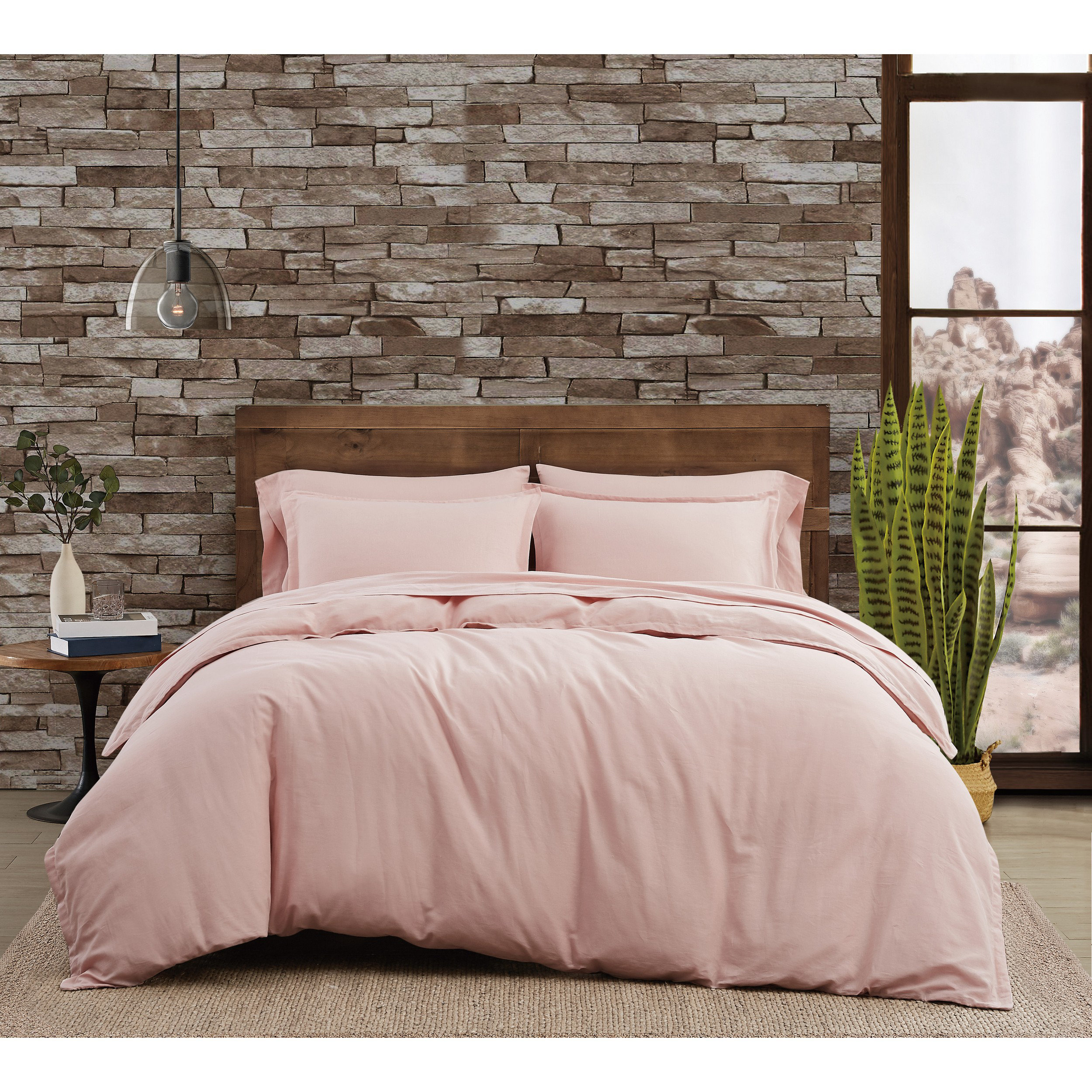 FRYE Cotton Linen Blend Standard Cotton 200 TC 3 Piece Duvet Cover Set