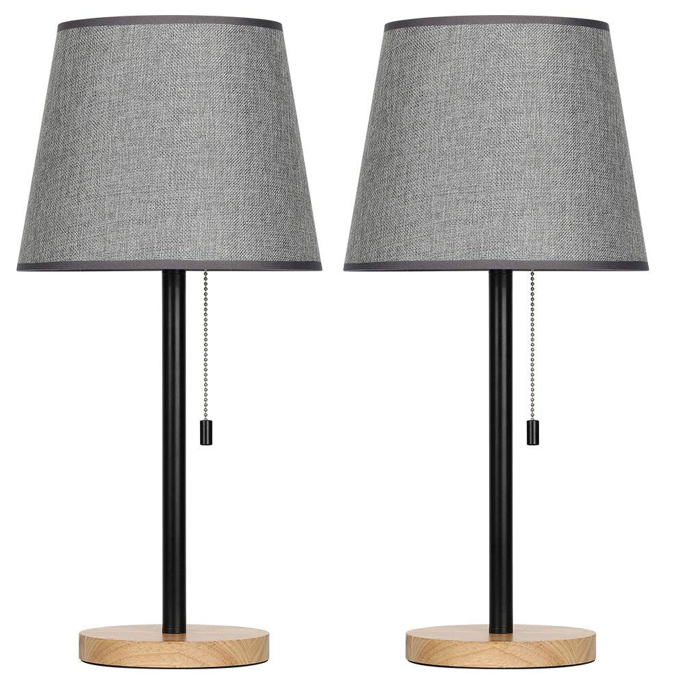 wood base bedside lamps