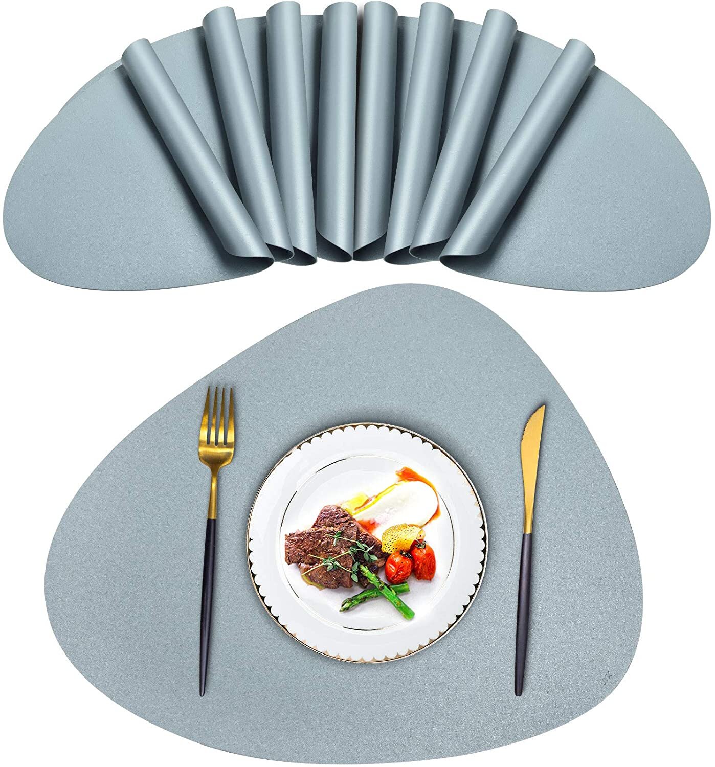 Set of 8 Leather Placemats Waterproof Heat Insulation Dining Table Place Mats 