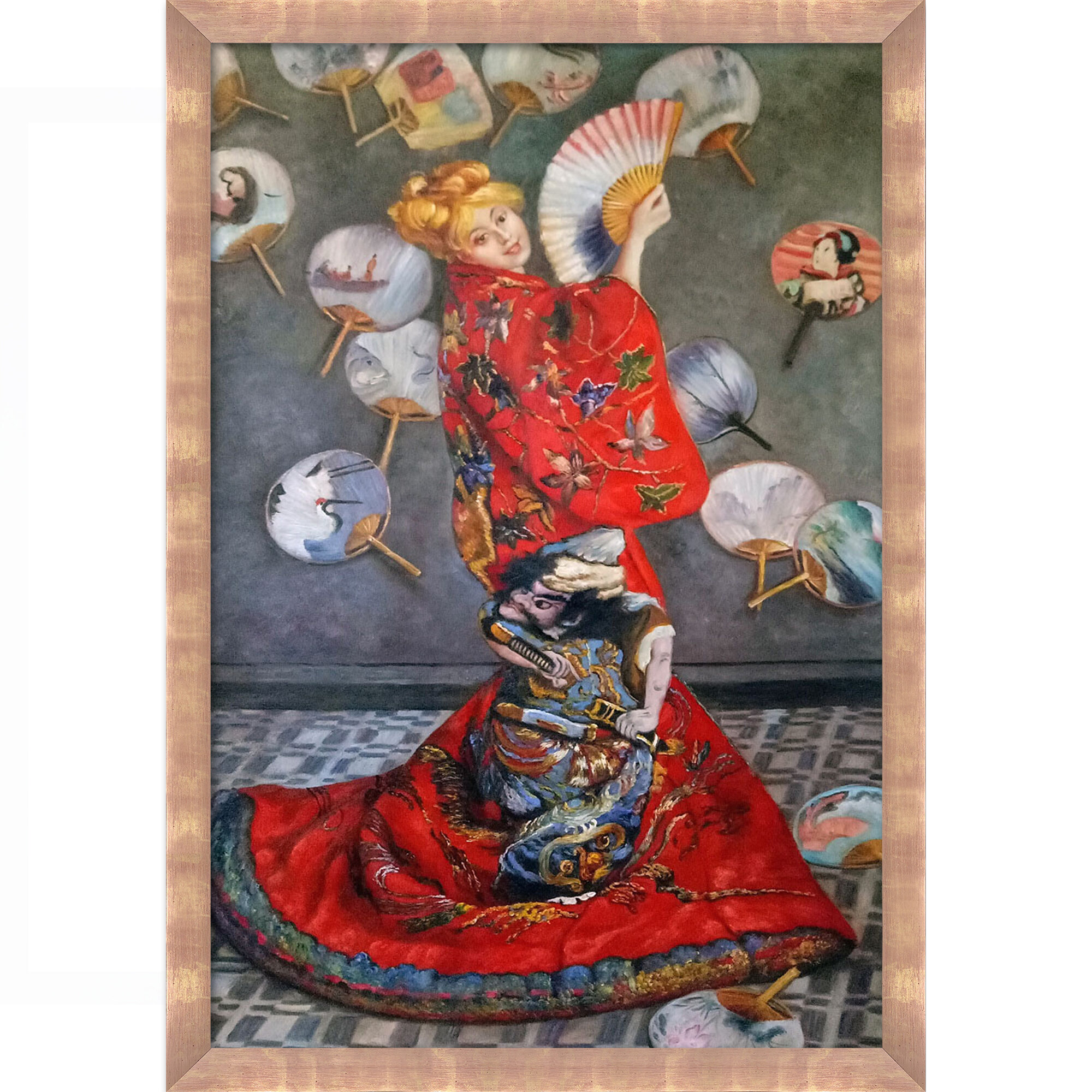Japanese Costume Oil Paint By Claude Monet Reproduction Print Framed Canvas