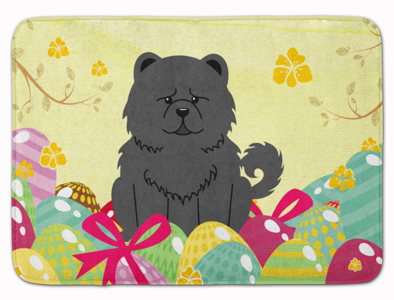 The Holiday Aisle Easter Eggs Chow Chow Rectangle Microfiber Non Slip Bath Rug Wayfair