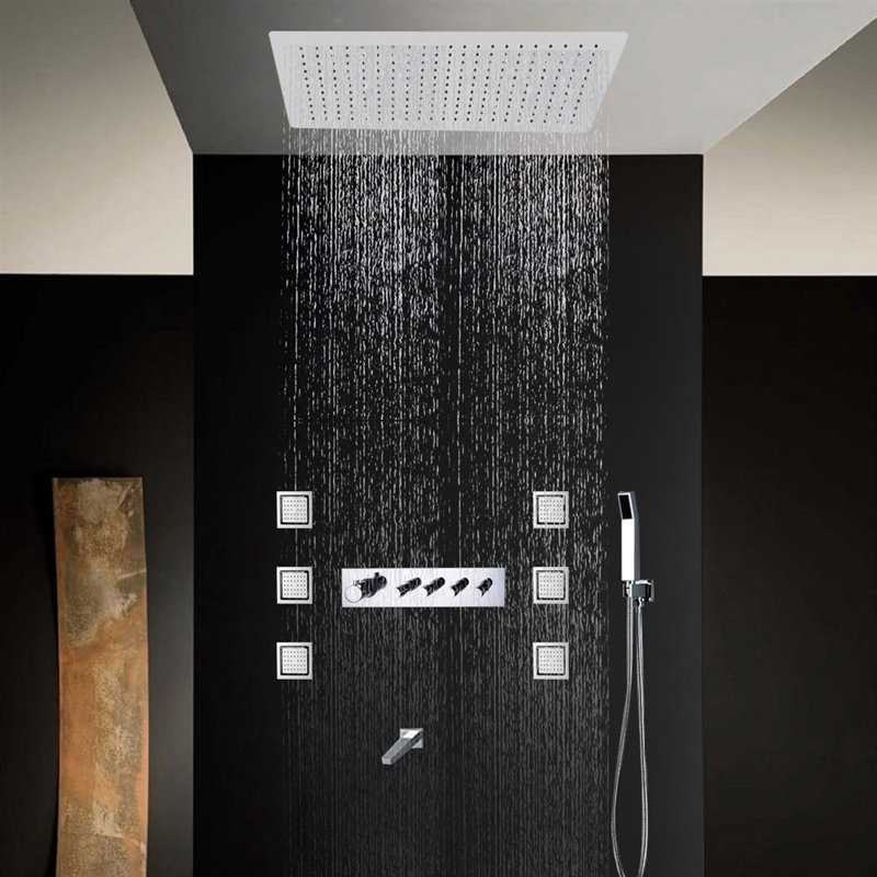 Fontanashowers Macau Rainfall Thermostatic Complete Shower System With Rough In Valve