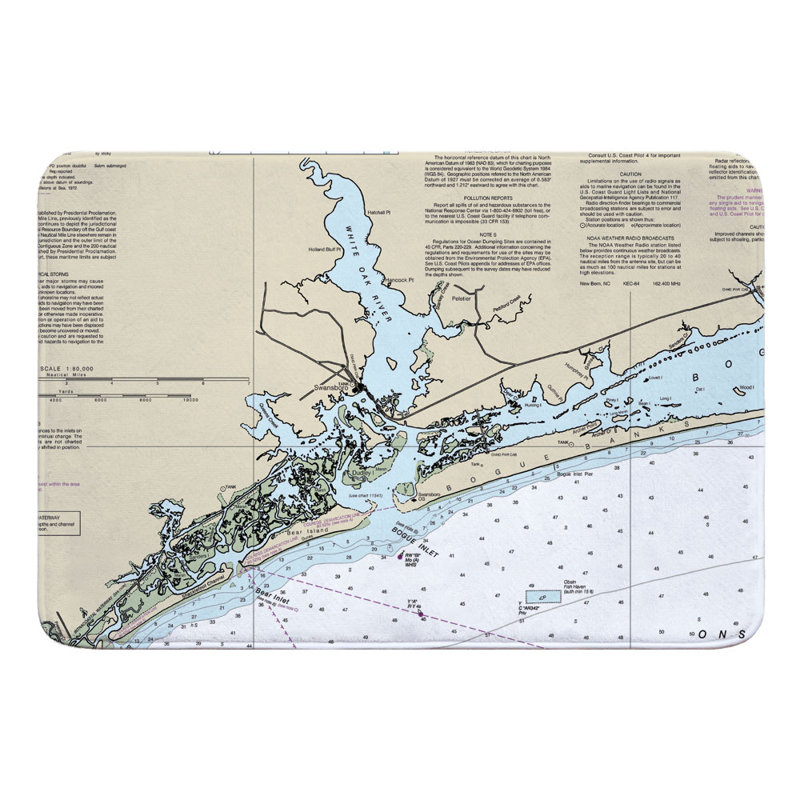 Breakwater Bay Nautical Chart Swansboro Nc Rectangle Memory Foam Non Slip Bath Rug Wayfair