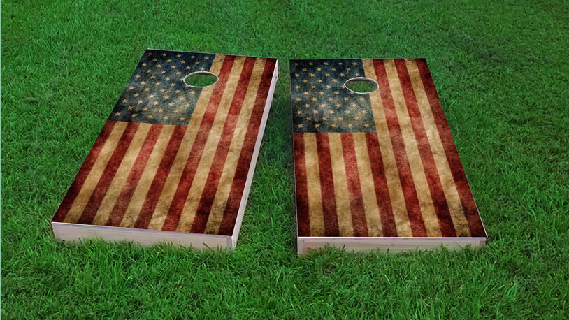 Laminated Bright American US Flag Bean Bag Toss Game Cornhole Wraps Decal WIL