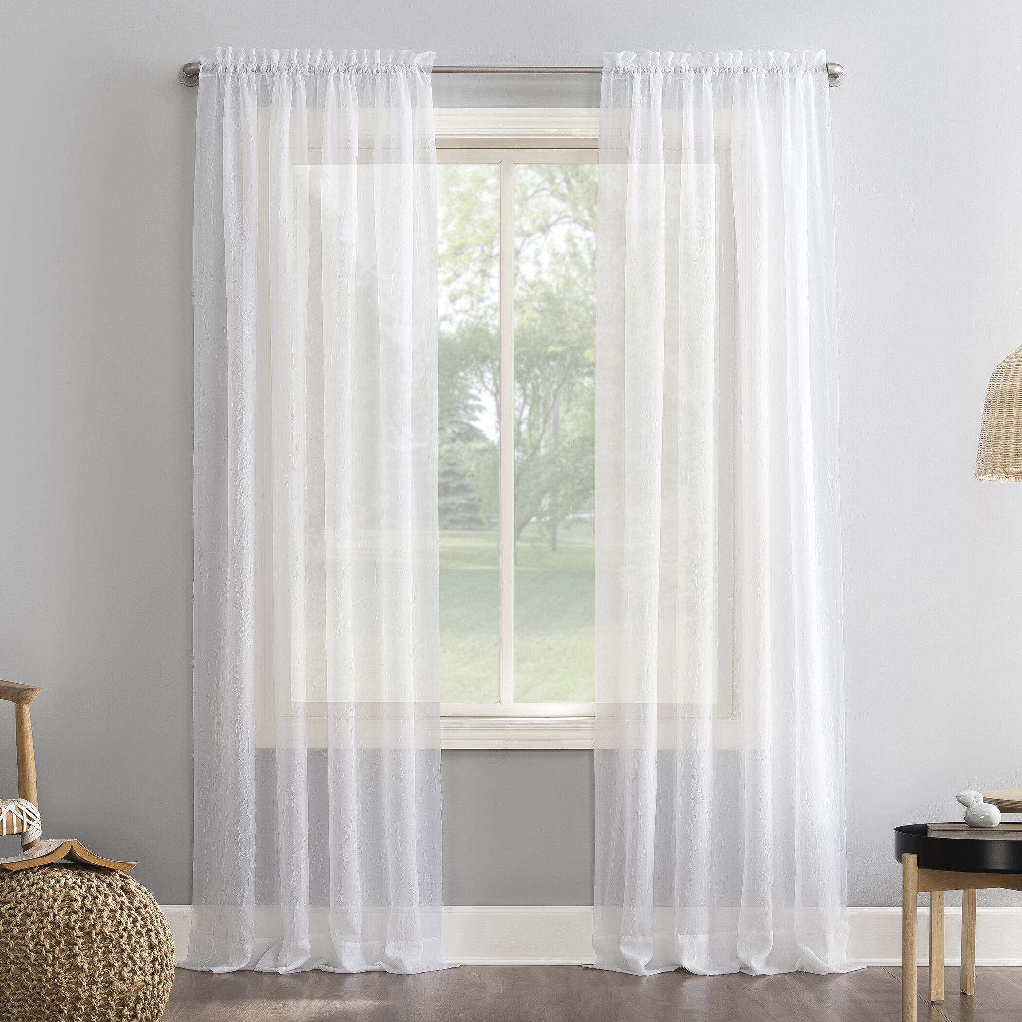 Details about   1/2/4 Panels Window Sheer Curtains Voile Rod Pocket Solid Multi Color & 3 Sizes 