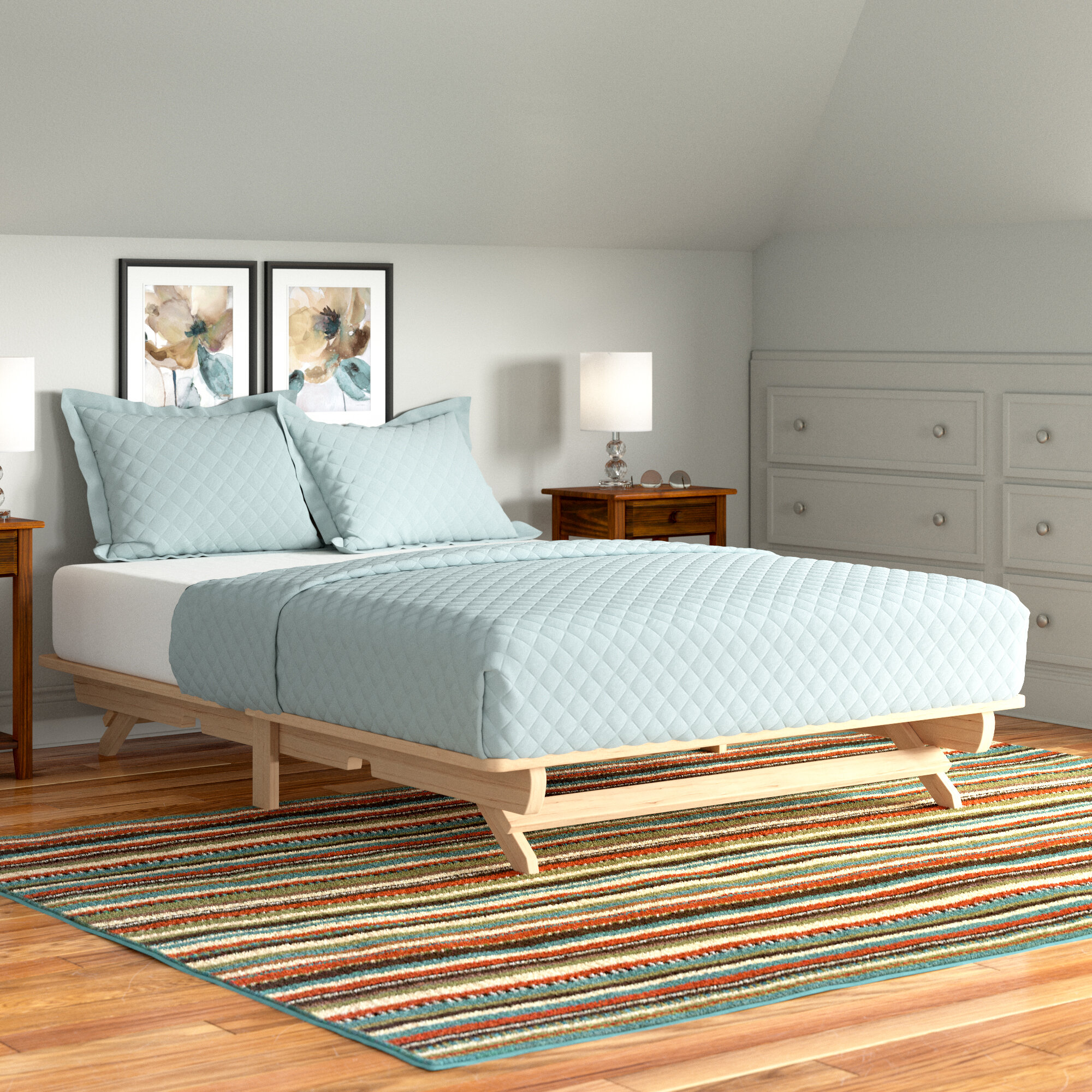 Wood Platform Bed Full Size Solid Modern Frame Set For Mattress 