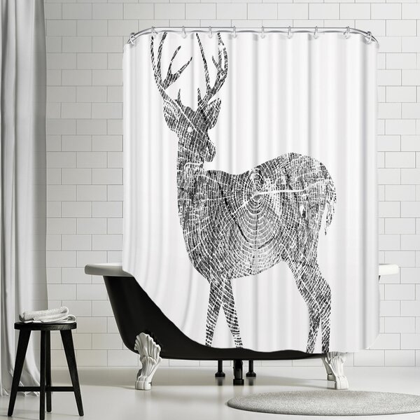 Color Deer Student Polyester Waterproof Bathroom Fabric Shower Curtain 12 Hook 