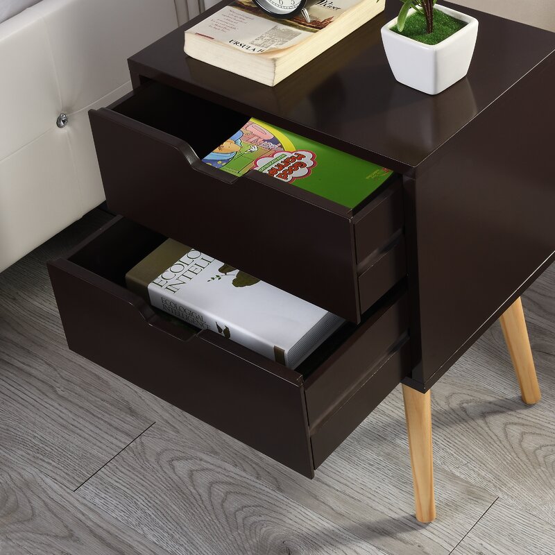 Corrigan Studio Crenshaw 2 Drawer Nightstand In Espresso Wayfair