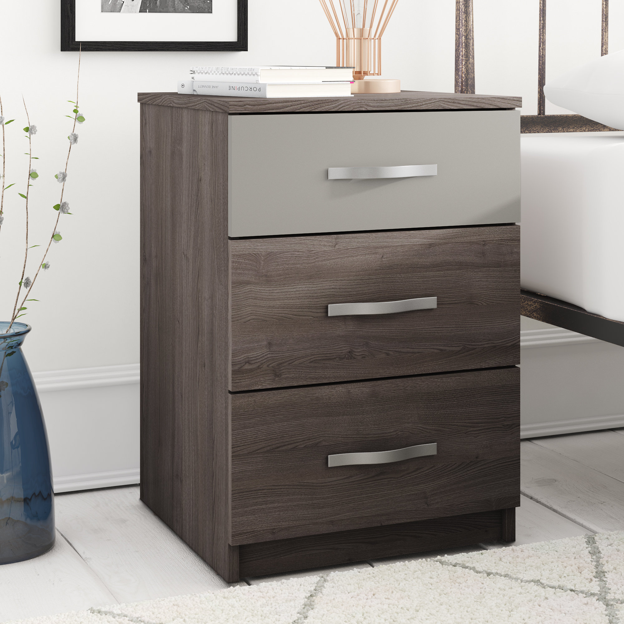 Demeyere Georgia 3 Drawer Bedside Table Reviews Wayfair Co Uk