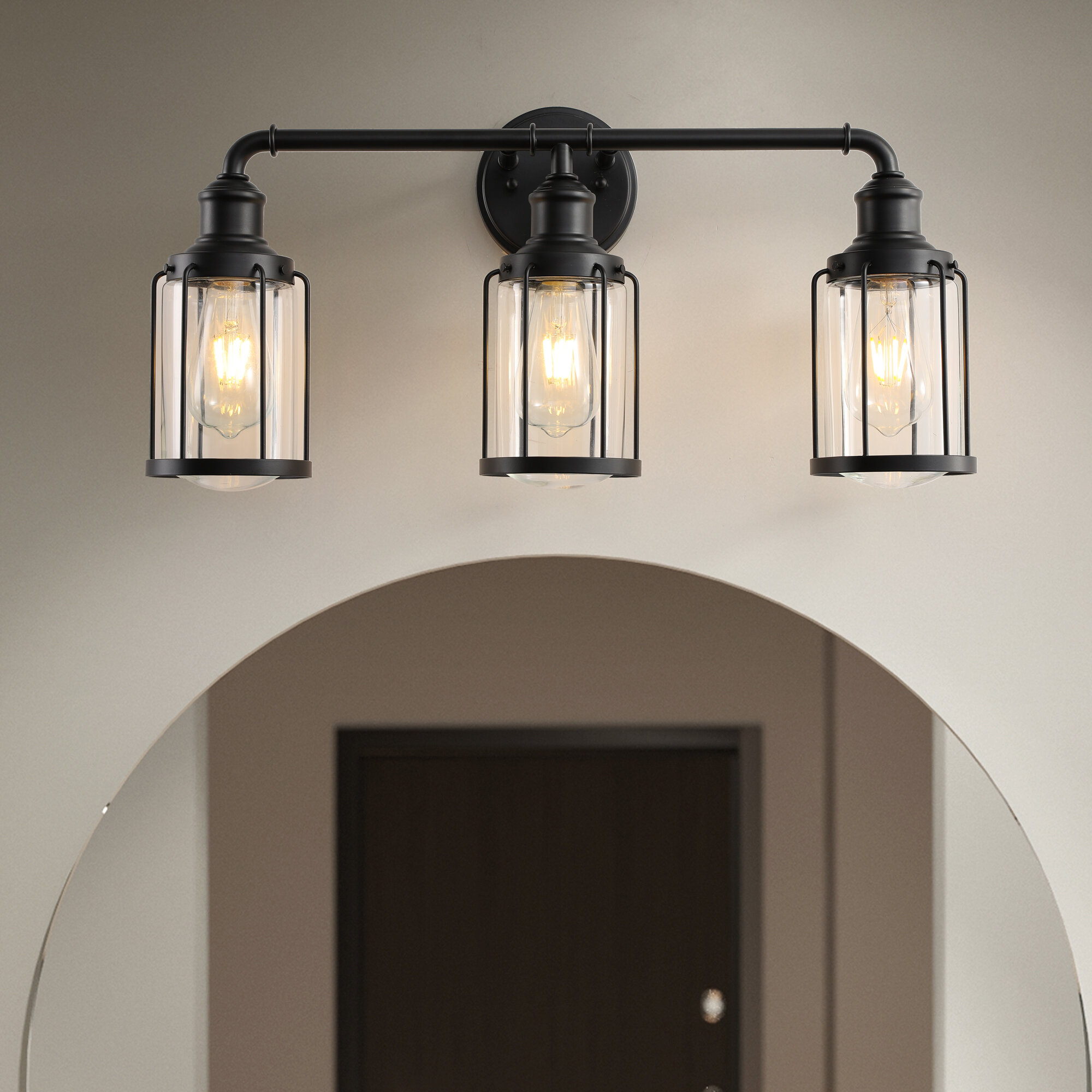 Williston Forge 3 Lights Bathroom Vanity Lights, Vanity Lights with  Transparent Glass Lampshade & Reviews | Wayfair
