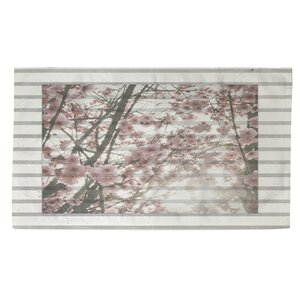 Cherry Blossom Pink/Grey Stripes Area Rug