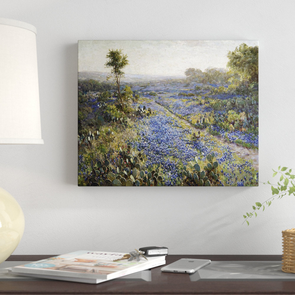 East Urban Home Field Of Texas Bluebonnets And Prickly Pear Cacti By Julian Onderdonk Print On Canvas Wayfair