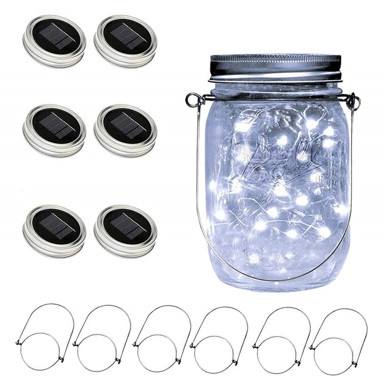 Solar Mason Jar Lid Light(Handle/Fairy Sticker Included), 6 Pack 30 Led  String Fairy Lights, Decor Idea For Mason Jar,Patio Garden Solar Fairy ...