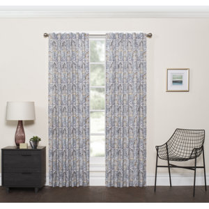 Fontaine Damask Room Darkening Rod Pocket Single Curtain Panel