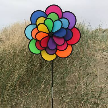 In the Breeze 10 Inch Neon Fusion Flower Spinner Colorful Wind Spinner for your Yard and Garden 