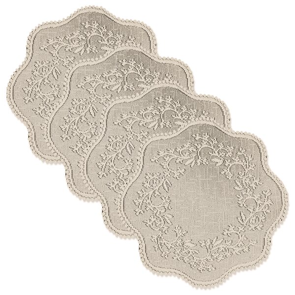 4 Pieces Set 12x12" Square Embroidered Lace Placemat Doily Doilies Wedding Party