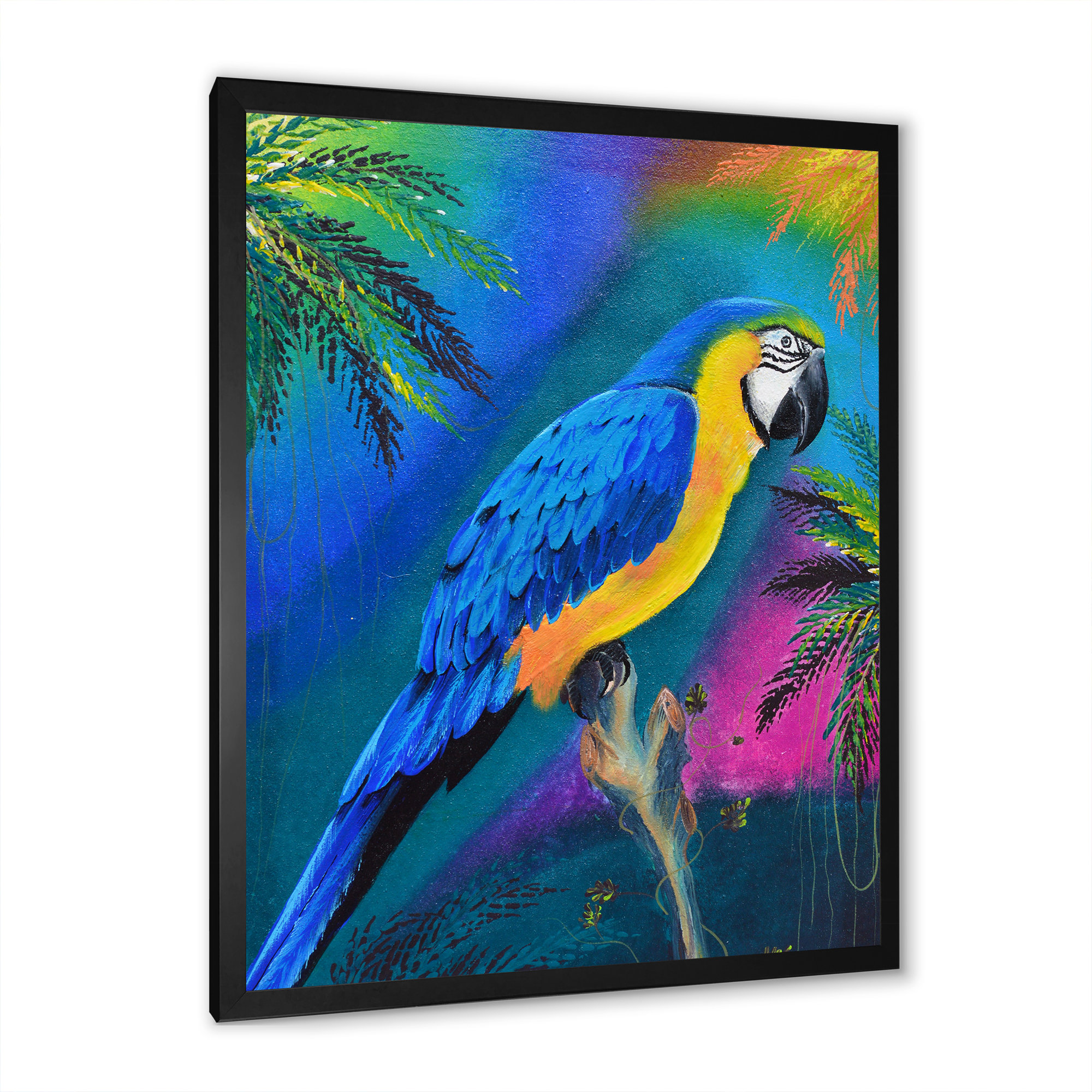 Bay Isle Home Colorful Blue And Yeloow Macaw Painting - Farmhouse ...