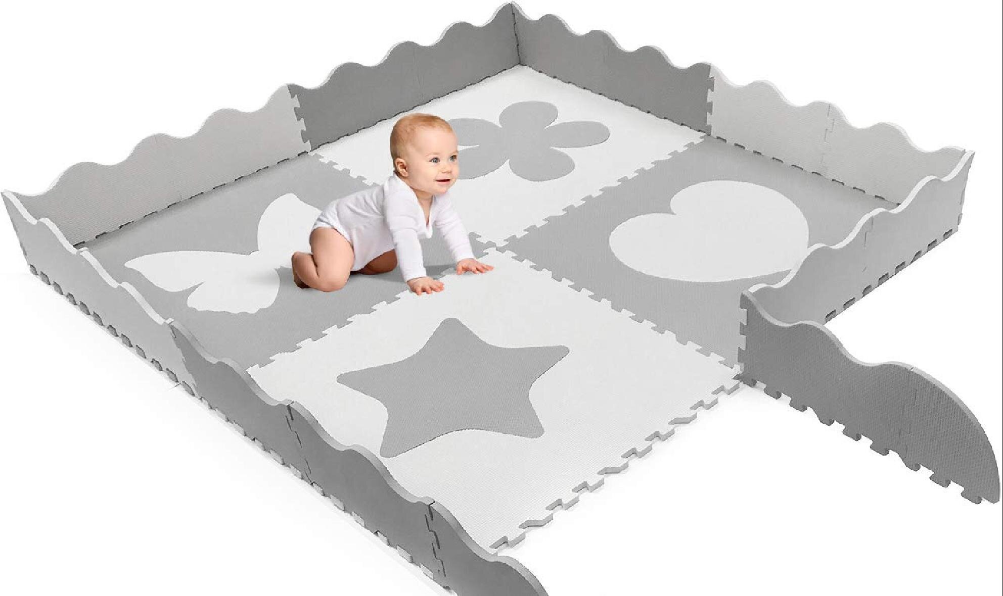 70.9" X 70.9" Extra Large Baby Play Mat Non-Toxic Folding Foam Playmat 36 Tiles 