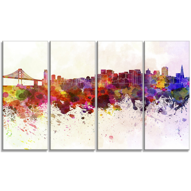 Designart San Francisco Skyline Cityscape 4 Piece Painting Print