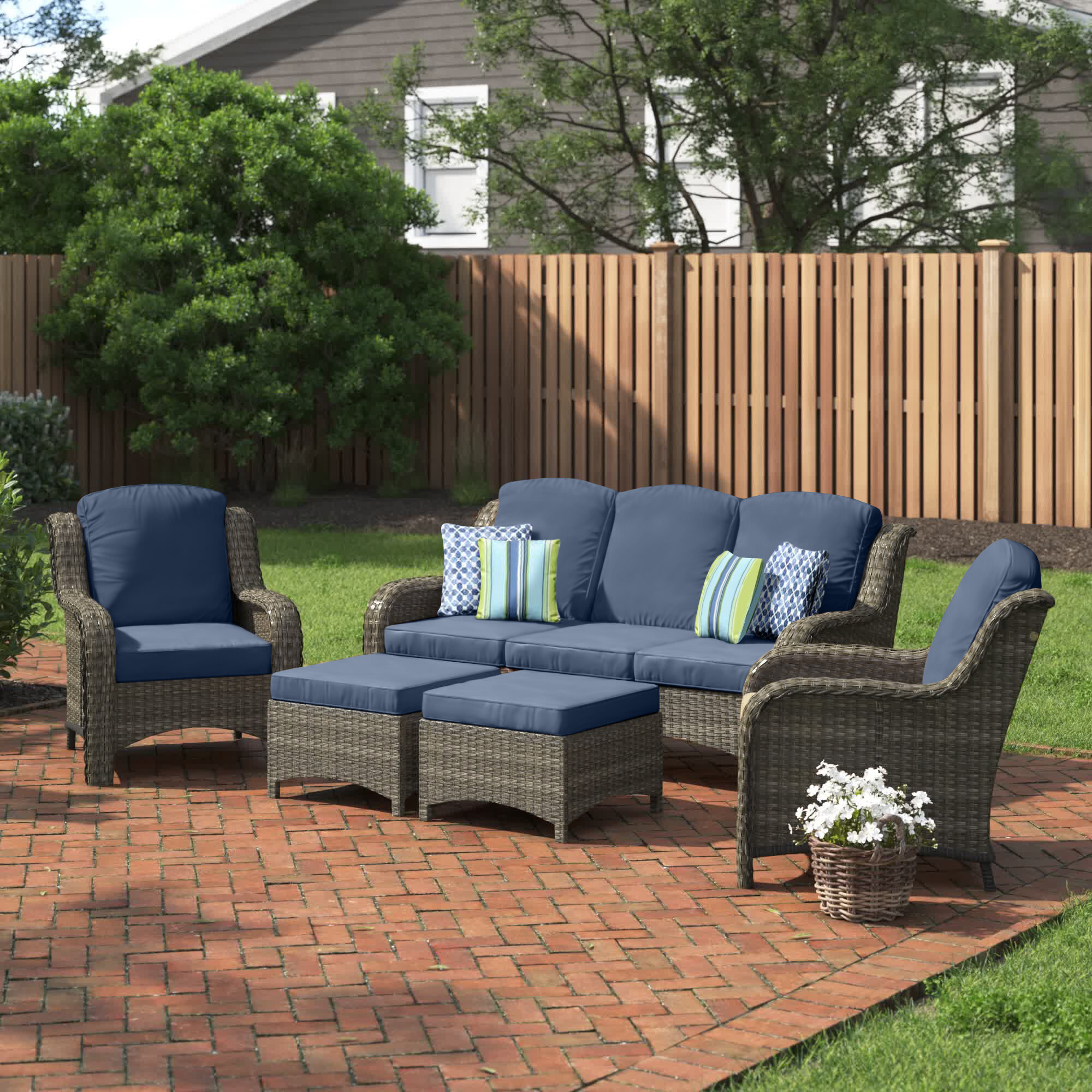 Andover Mills™ Melanson Polyethylene (PE) Wicker 5 - Person Seating ...