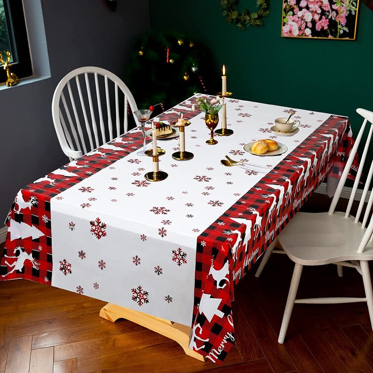 Christmas Tablecloth Rectangle Dining Table Cloth Xmas Party Home Decor Cover 