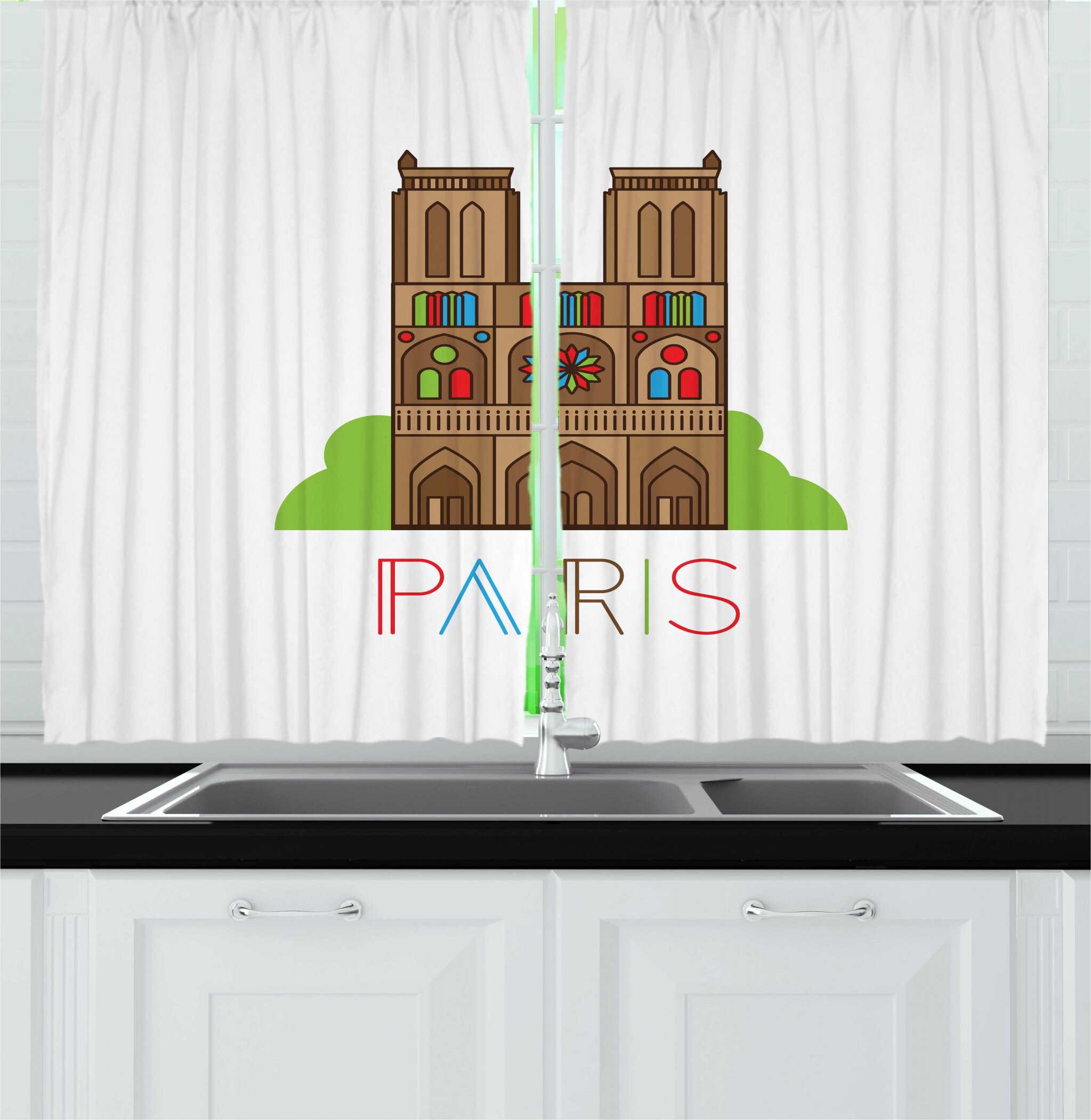 East Urban Home 2 Piece Notre Dame De Paris Colored Linear Art Of