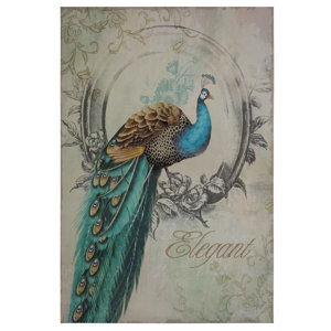 'Peacock Poise I' Graphic Art on Wrapped Canvas