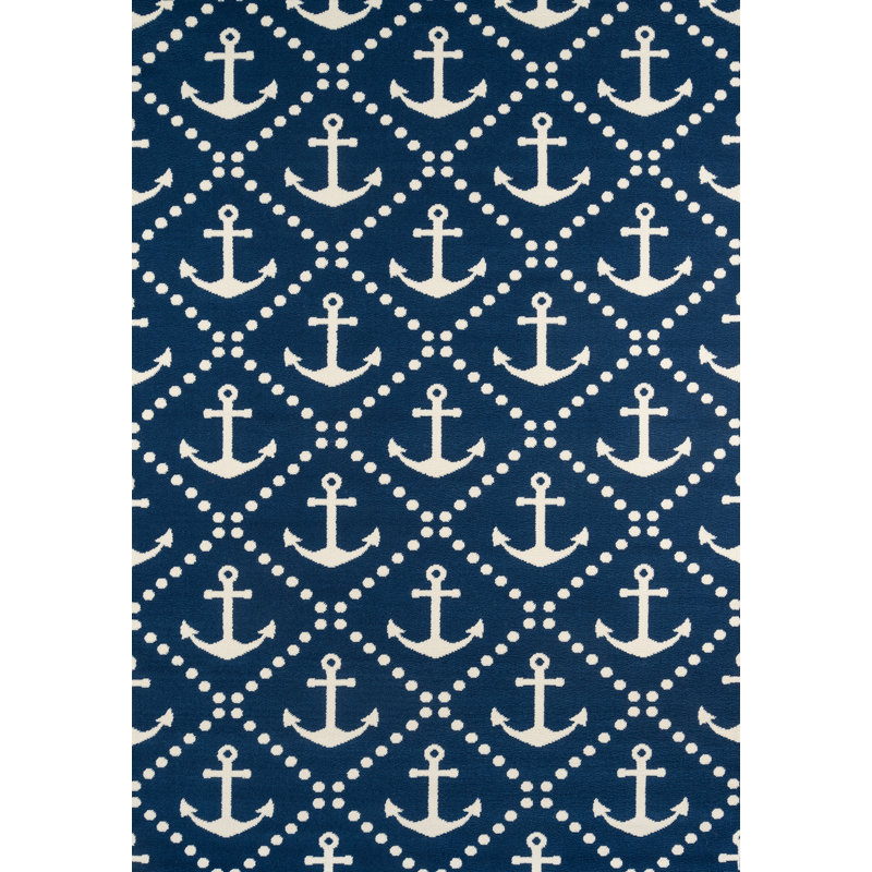 Beachcrest Home Halliday Navy Blue/Beige Indoor/Outdoor ...