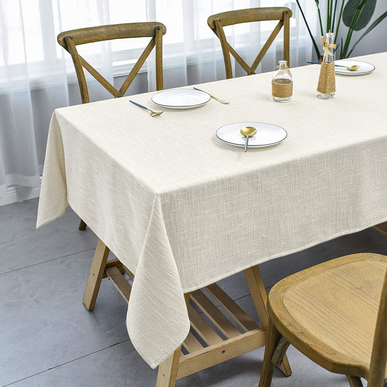 Happy New Year 2021 Table Cloth Rectangle 54 X 72 Inch,Rectangular Tablecloth Polyester Table Cover for Kitchen Dinning Tabletop Decor 