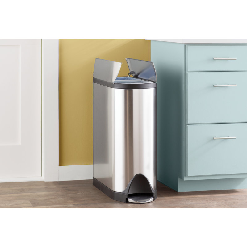 Simplehuman 10 5 Gallon Step On Multi Compartments Trash Recycling Bin Reviews Wayfair
