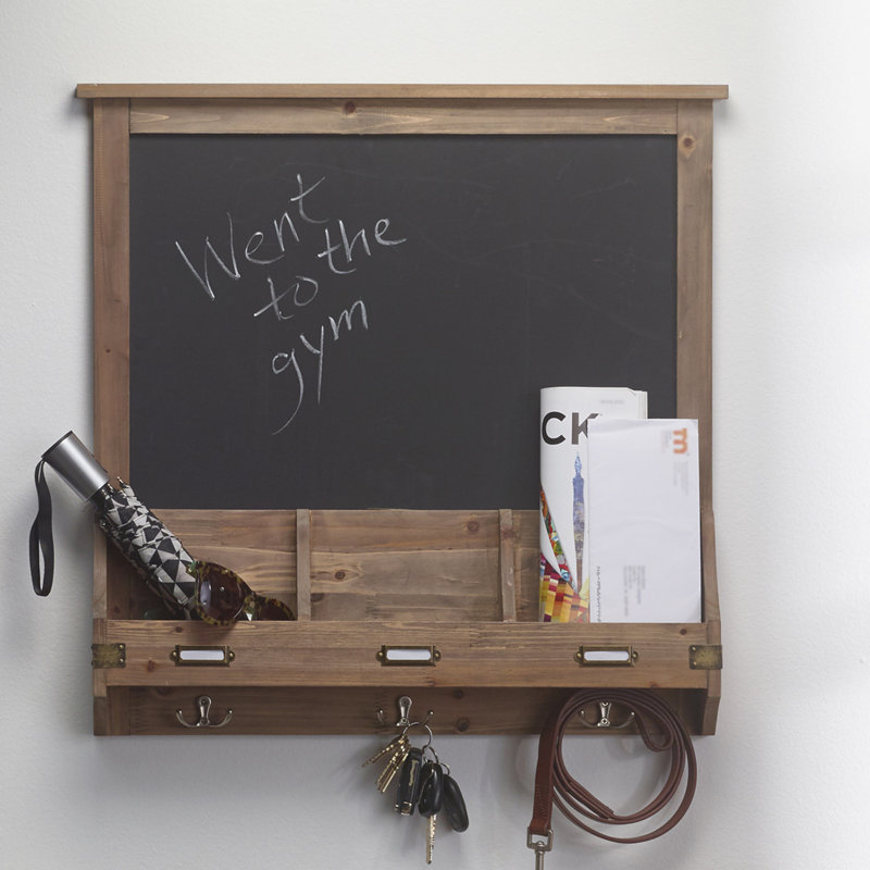 Gracie Oaks Cloey Wall Mail Storage Organizer With Chalkboard