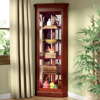Andover Mills Biali Lighted Corner Curio Cabinet Reviews Wayfair