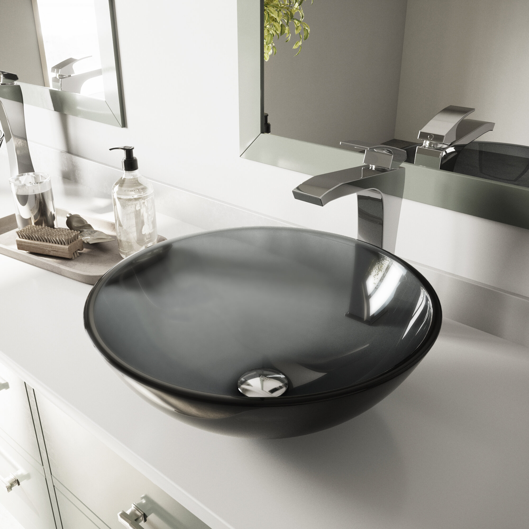 Vigo Black Tempered Glass Circular Vessel Bathroom Sink Reviews Wayfair