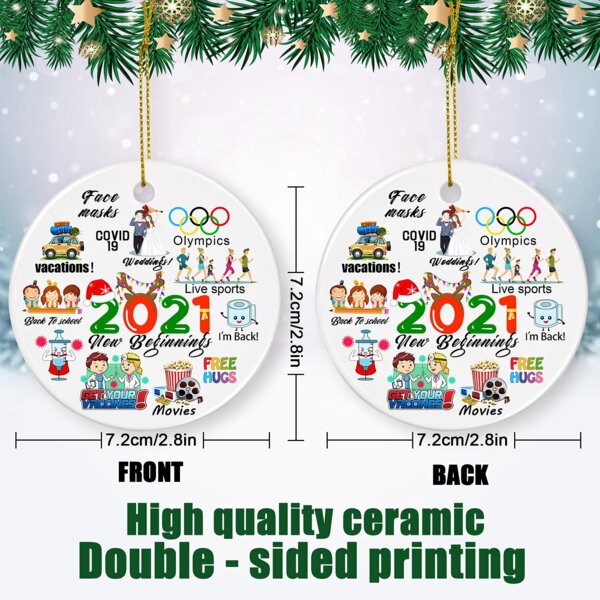 Guzack Two-Side Printed Ceramic Christmas Pendants Quarantine Gifts Party Home Christmas Tree Decor Best Gifts for Christmas 2021 Christmas Ornaments 2 Pack 