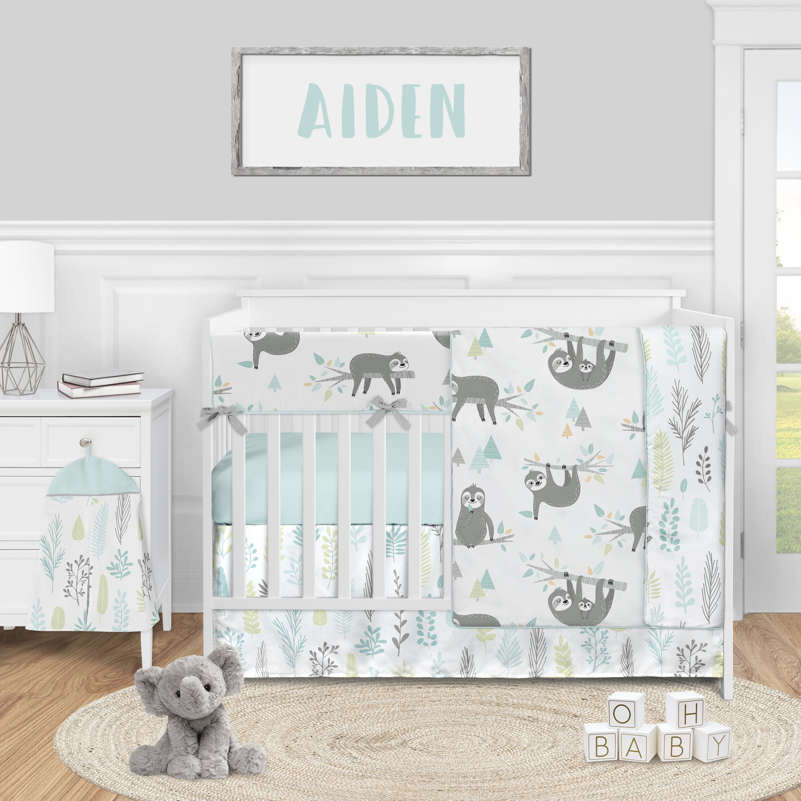 aqua crib bedding