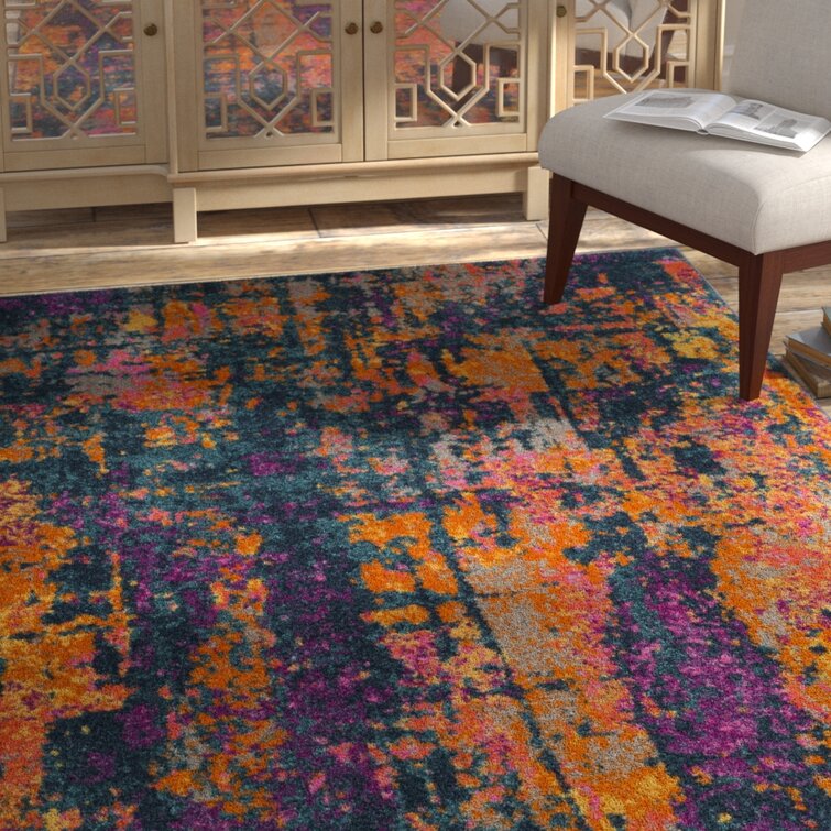 Mistana™ Katie Abstract Blue/Orange Area Rug & Reviews | Wayfair