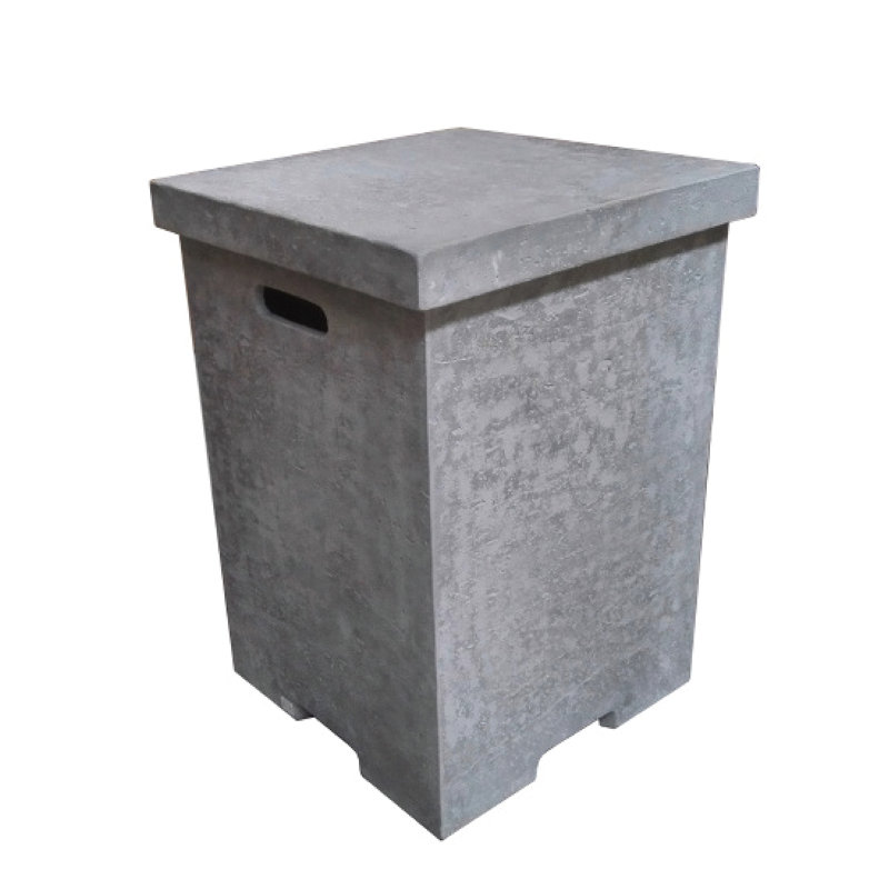 Fire Pit Accessories ELEMENTI Tank Cover Concrete Propane Gas Canister Holder in Boulder Finish