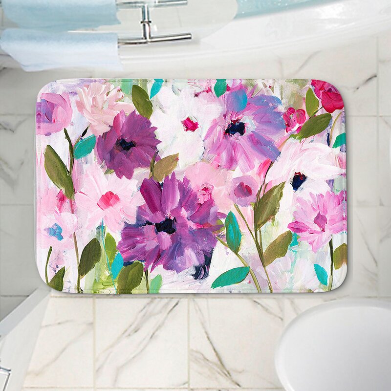 East Urban Home Blossoming Flowers Non Slip Floral Bath Rug Reviews Wayfair