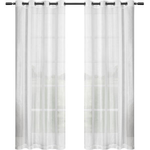 Gabbie Striped Sheer Grommet Curtain Panels (Set of 2)