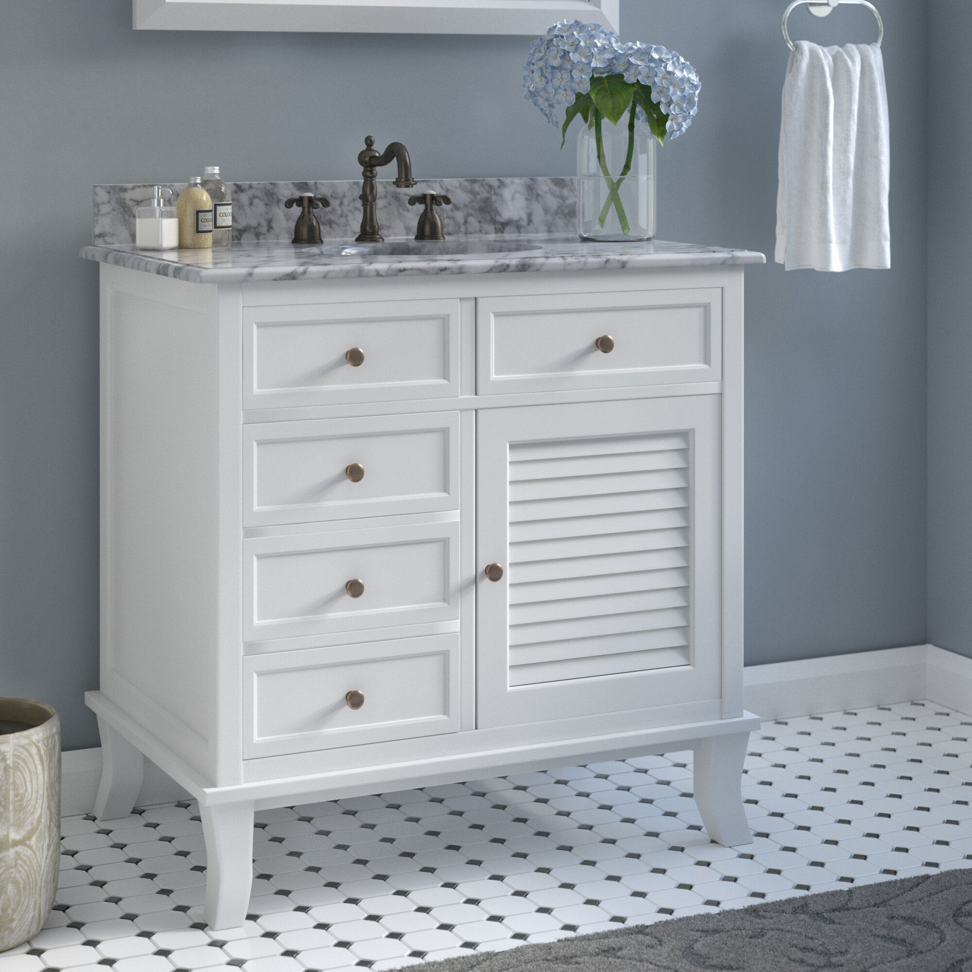 Andover Mills Doris 34 Single Bathroom Vanity Set With Marble Counter Top Reviews Wayfair
