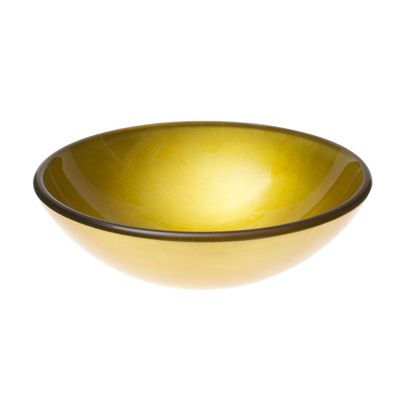 BW-0682 Bright Gold Glass Circular Vessel Bathroom Sink
