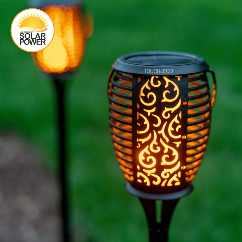 Touch Of Eco Glowtorch Tiki Torch Solar Powered Led Pathway Light