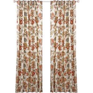 Celine Lined Nature/Floral Semi-Sheer Rod pocket Single Curtain Panel