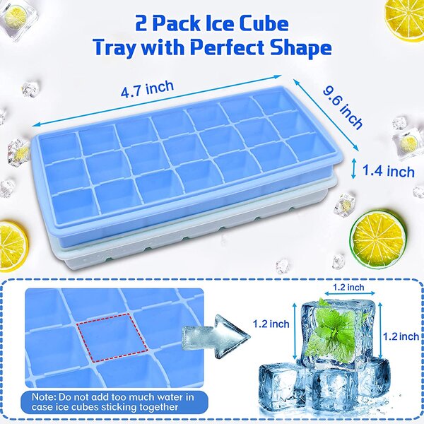 Various Colours Soft Splash Ice Cube Freezer Tray Flexible for 21 Cubes