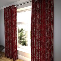 JACQUARD CHECK RED LINED PENCIL PLEAT CURTAINS DRAPES *9 SIZES* 