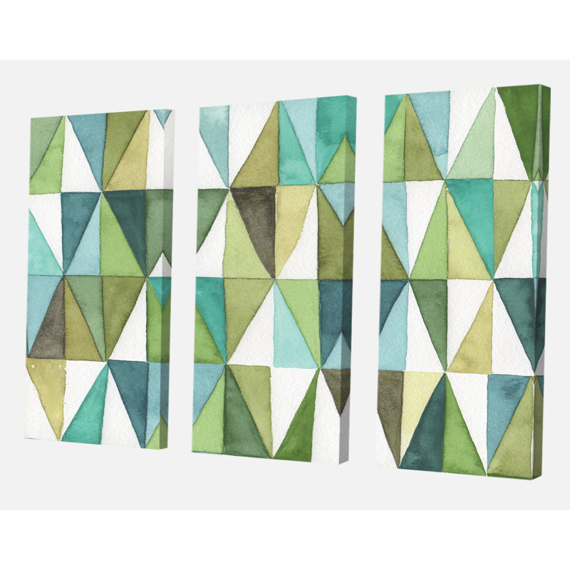 East Urban Home Geometric Green Triangle Iii Painting Multi