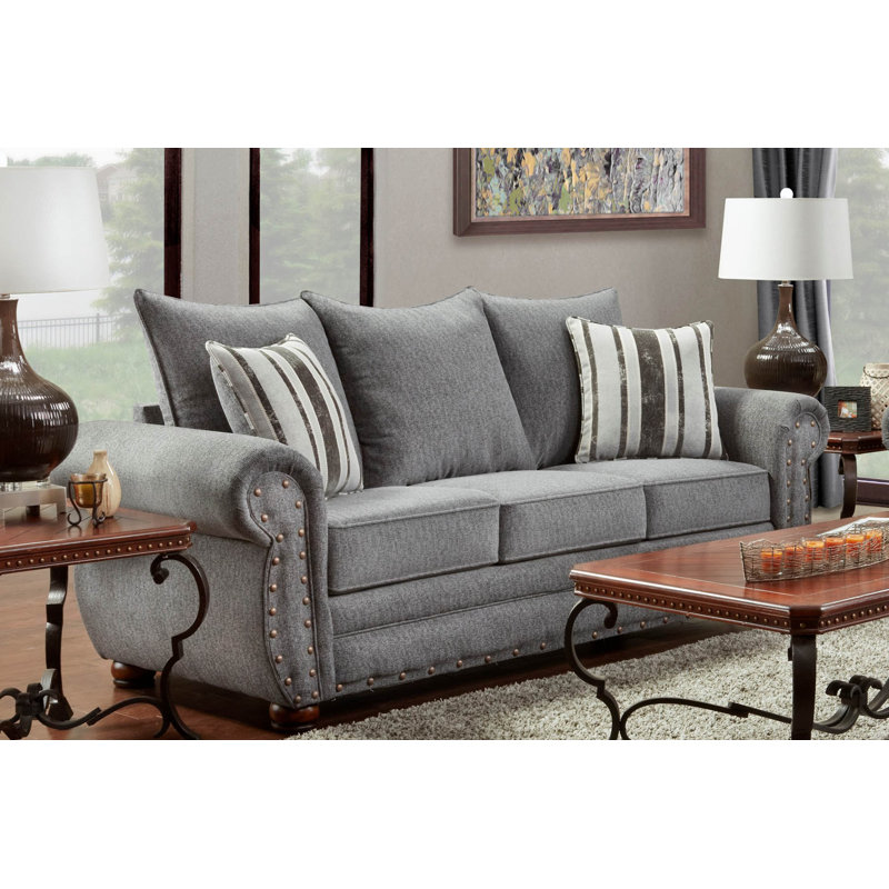Darby Home Co Conradine Platinum Stripe Sofa Wayfair