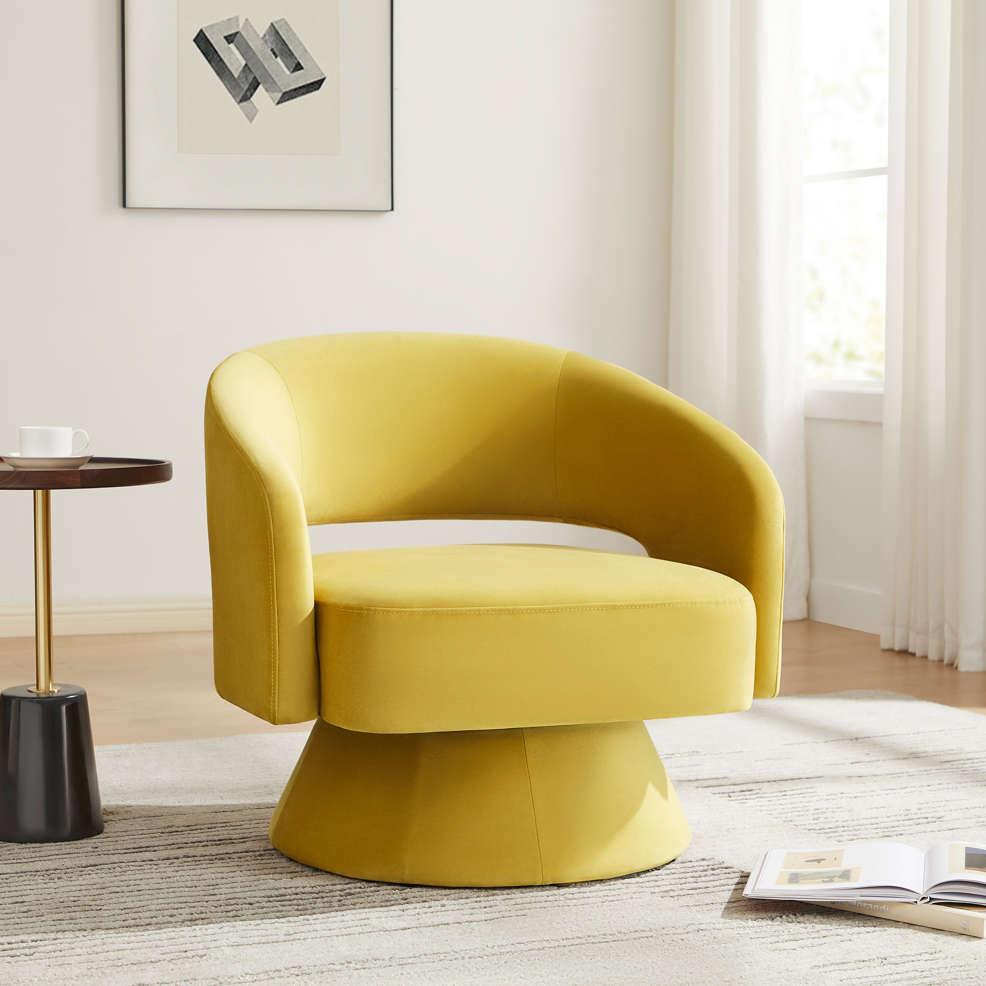 Brayden Studio® Aracelly Upholstered Swivel Barrel Chair & Reviews