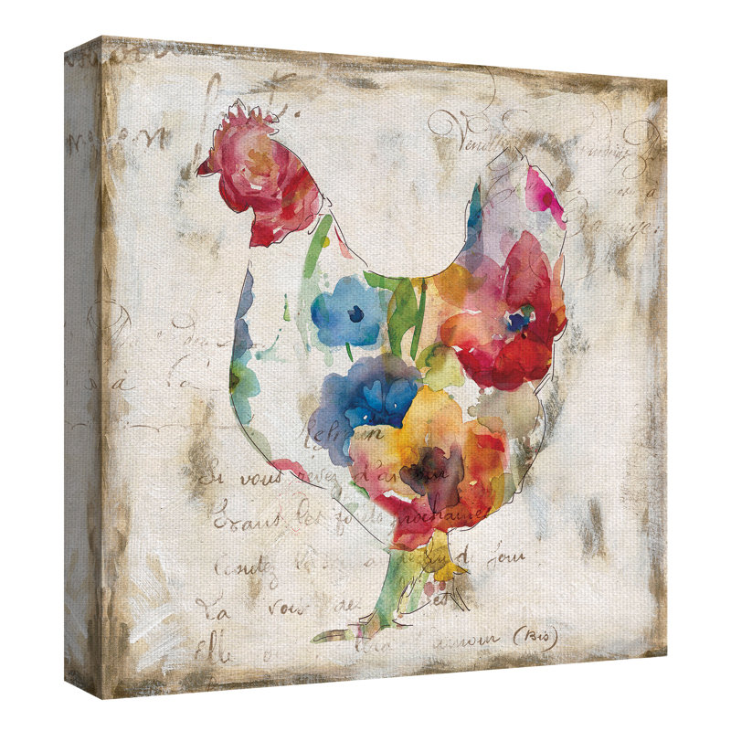 Fleur De Lis Living Flowered Hen Watercolor Painting Print On