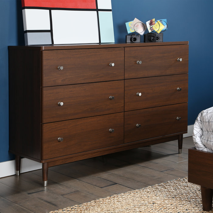 South S Olly Mid Century Modern 6 Drawer Double Dresser Olly Mid Century Modern 6 Drawer Double Dresser